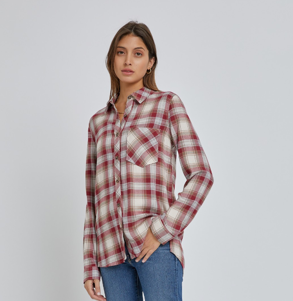 Classic Flannel Shirt in Wine