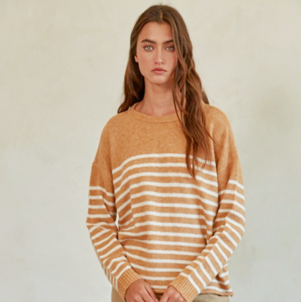 Camel Striped Sweater