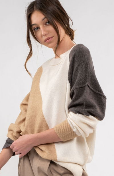 Diagonal Colorblock Sweater