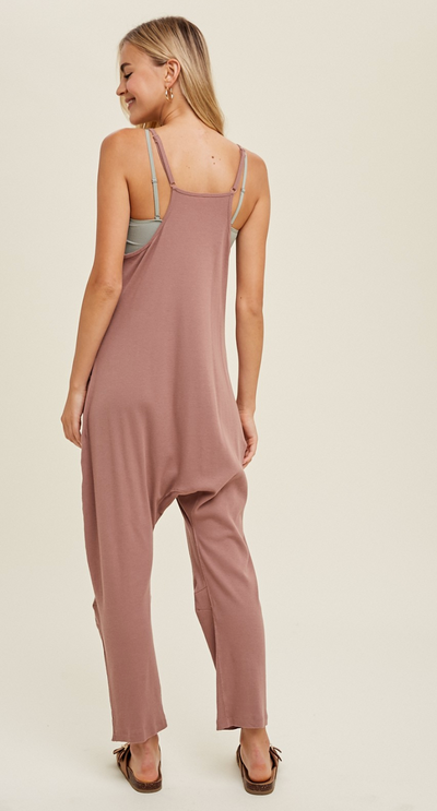 Ribbed Jumpsuit in Woodrose