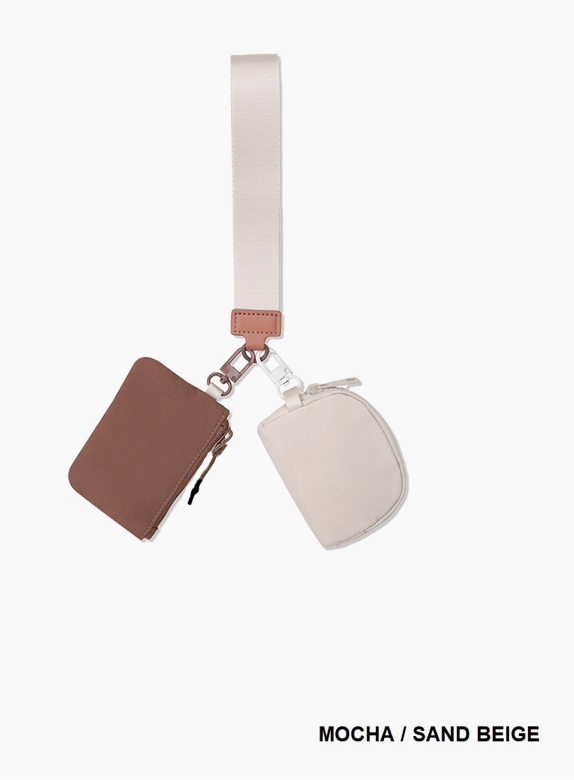 Dual Pouch Wristlet Keychain Wallet