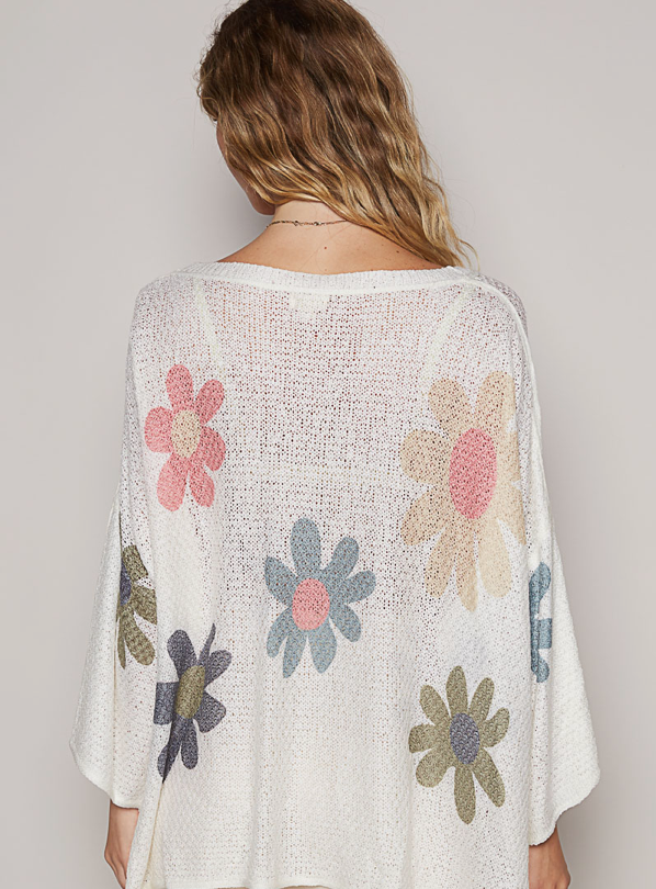 Flower Print V-Neck Top