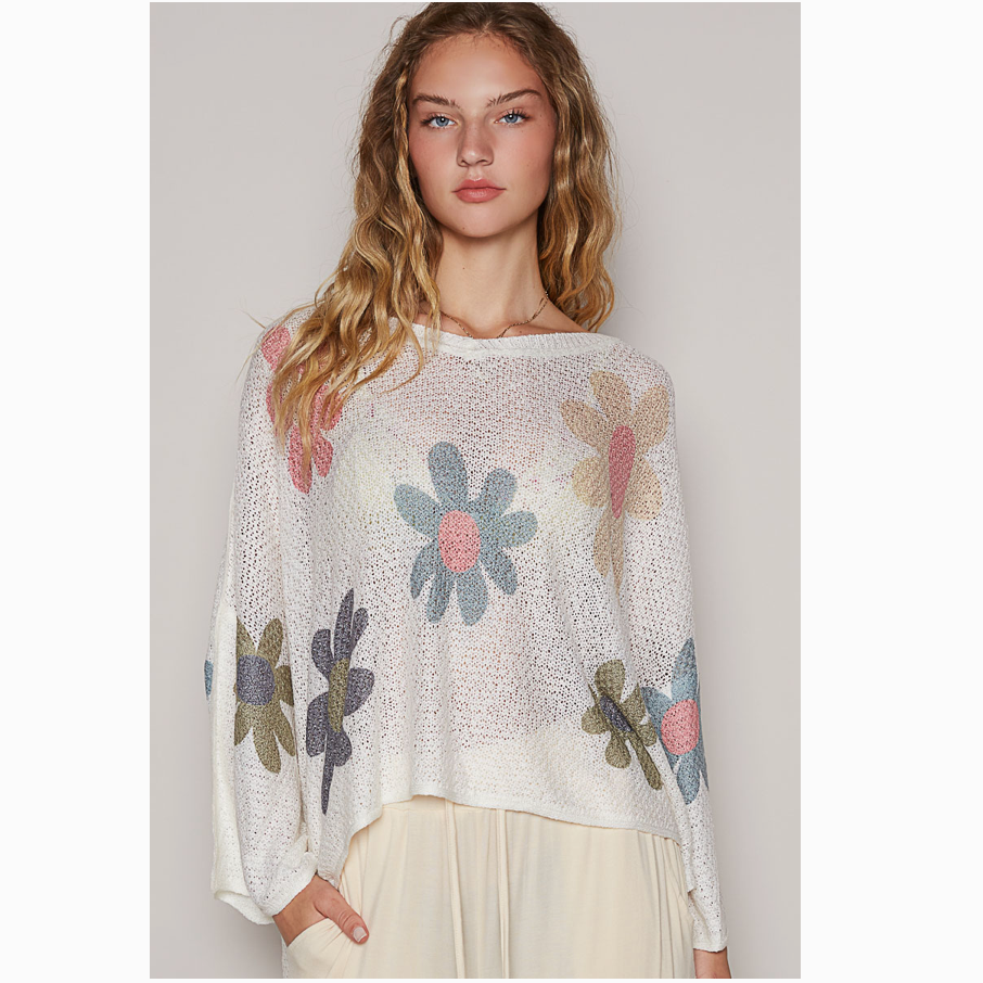 Flower Print V-Neck Top