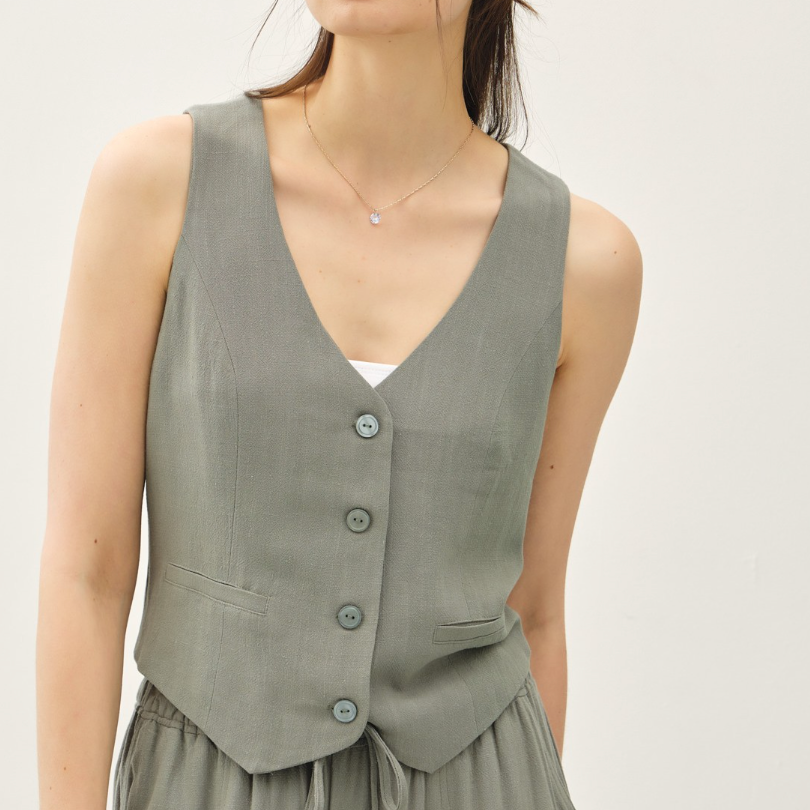 Linen V-Neck Vest