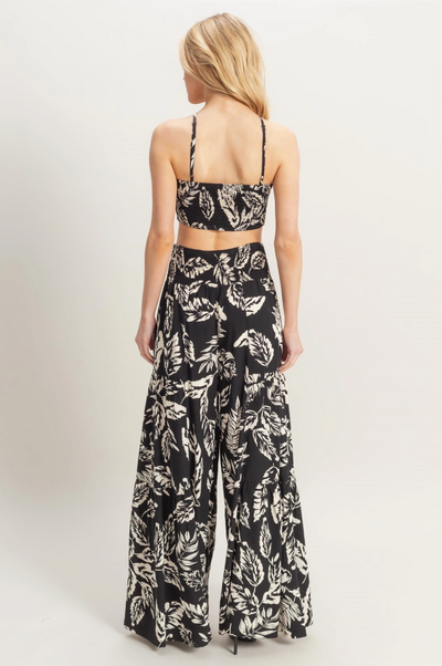 Leaf Halter Top and Smocked Pants Set