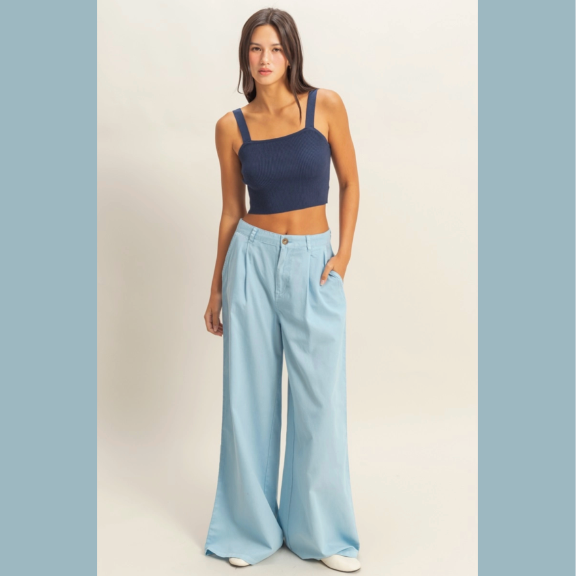 High Waist Basic Wide Leg Pants