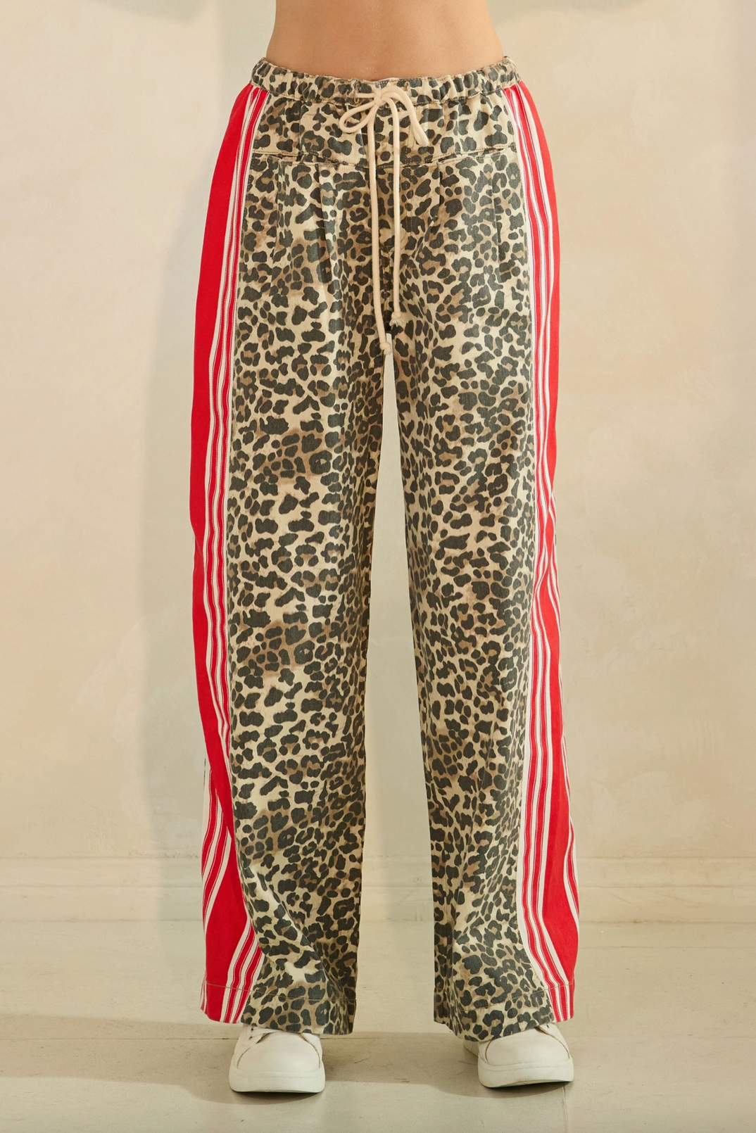 Leopard Sport Striped Wide Legged Pants