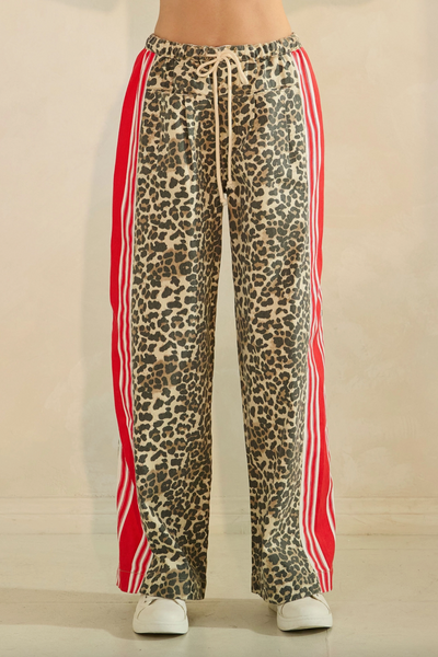 Leopard Sport Striped Wide Legged Pants