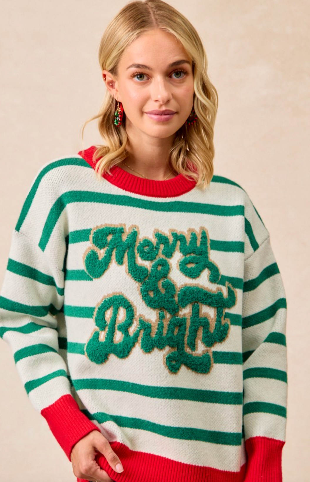 Christmas Theme Stripe Knit Top