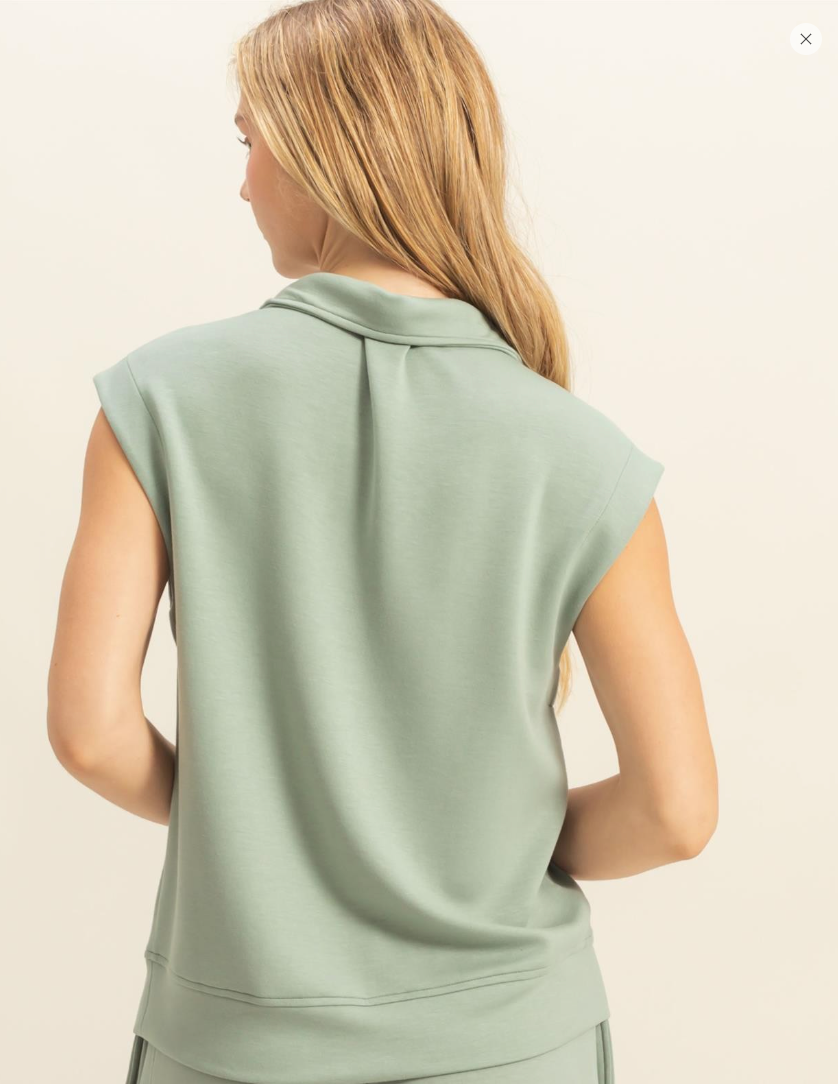 Mock Neck Half Zip Up Sleeveless Top