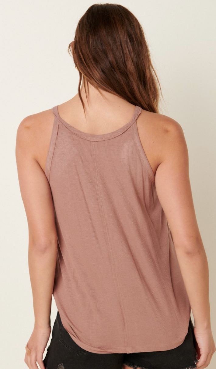 Rose Taupe Halter Knit Top
